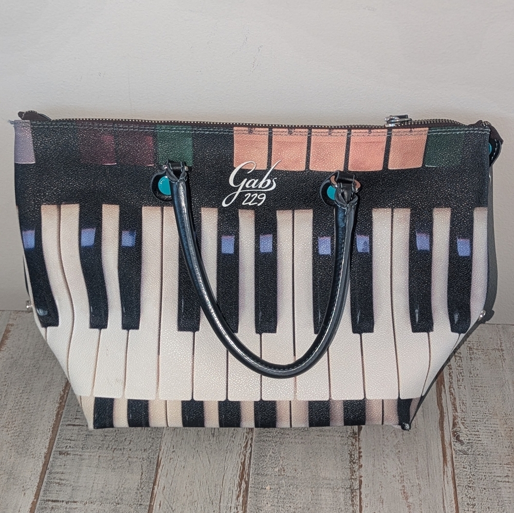 GABS Piano Key Design Leather Multi-Color Tote Bag